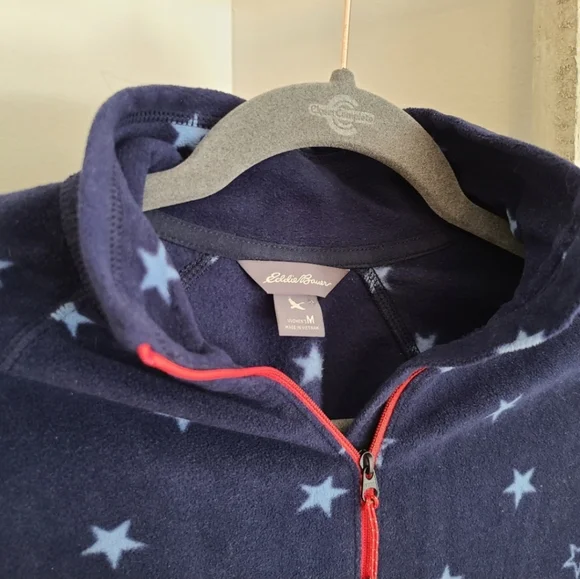 Eddie Bauer Medium star print quarter zip fleece pullover - Picture 2 of 5